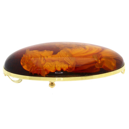 Amber Amber Shell Intaglio Pendant top K18 Yellow