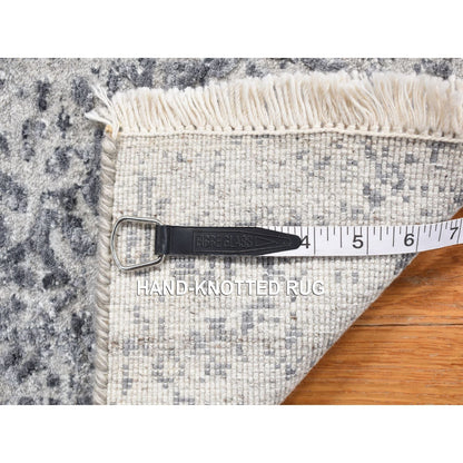 2'1"X3'1" Gray Zoroastrian Design Hand Knotted Wool And Silk Mat Rug