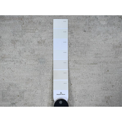 8'3"X9'9" Pacific Pearl White Faded Afghan Angora Oushak Oriental Rug