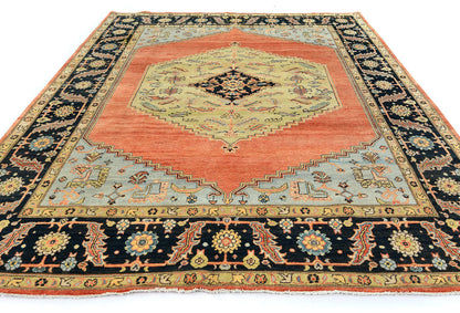 Tribal Geometric Heriz Serapi Oriental Rug Living