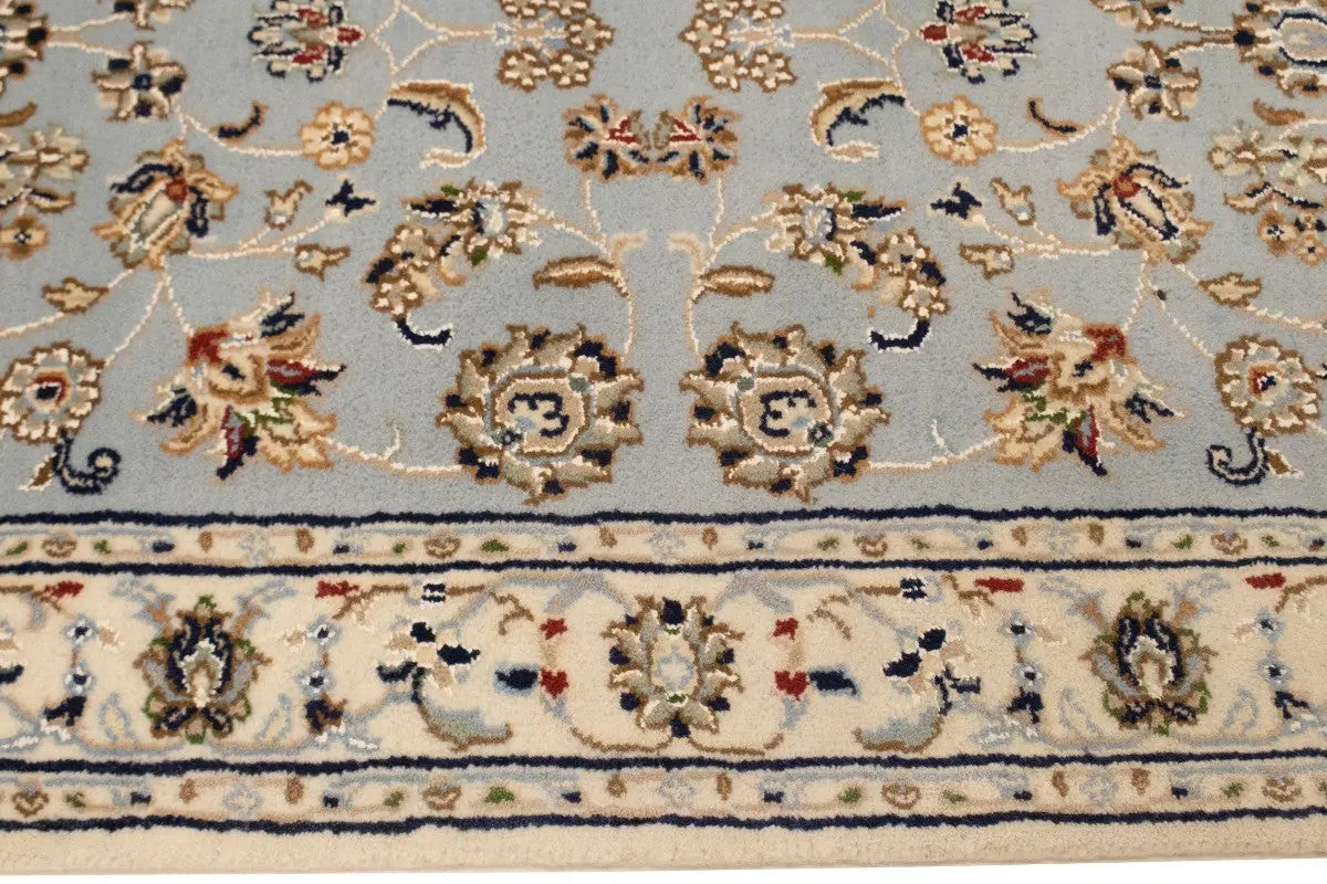 Light Blue-Gray Floral Indo-Nain Runner Rug Oriental Decor Carpet 2'7X8 ft