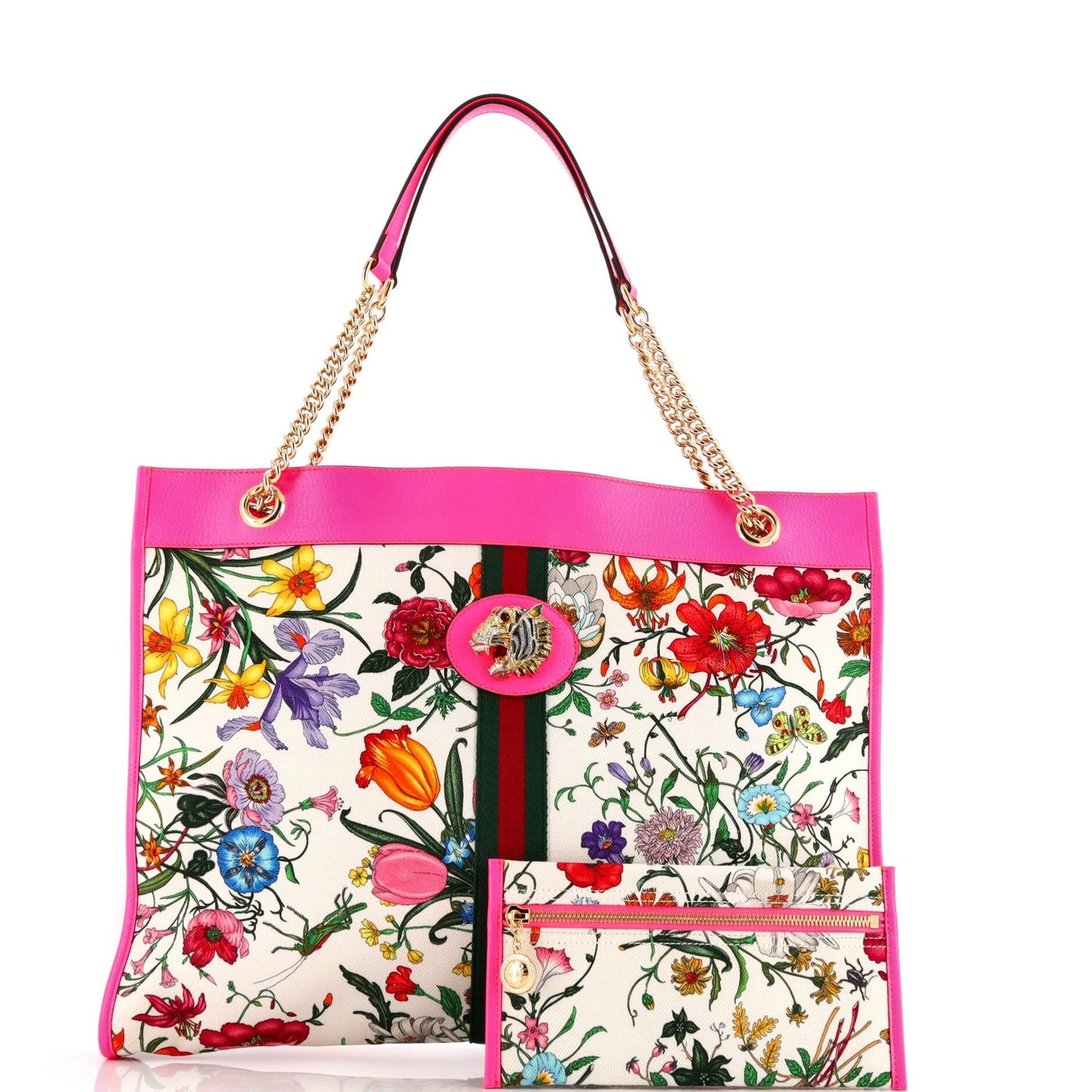 Gucci Rajah Chain Tote Flora Canvas Large