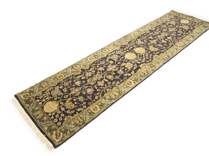 Hand-Knotted Agra Jaipur Floral Oriental Runner