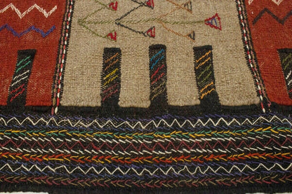 Tribal Sumak Herati Flat-Weave Oriental Rug Khaki