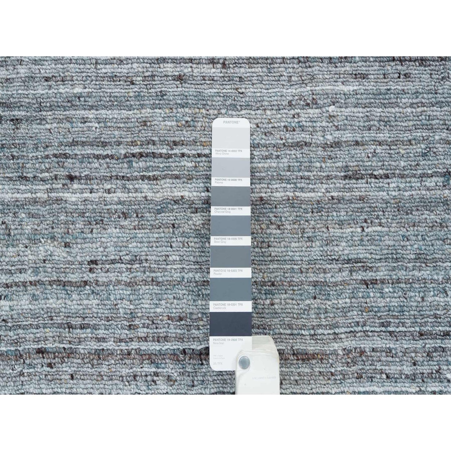 2'7"X14' Gray Wool Hand Loomed Modern Striae Design Runner Oriental Rug