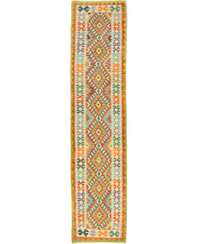 Reversible Multicolored Tribal Kilim Runner Rug