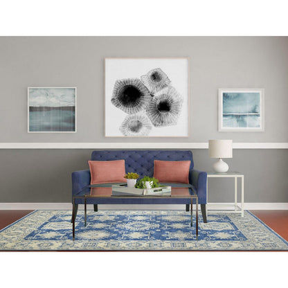 6'X8'8" Denim Blue Organic Wool Hand Knotted Fine Peshawar Oriental Rug