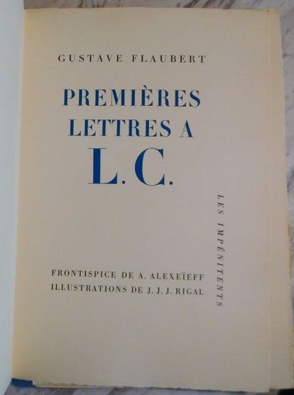 Gustave Flaubert Premires Lettres  L.C. 1957 Limited Ed. Rigal Etchings No.32