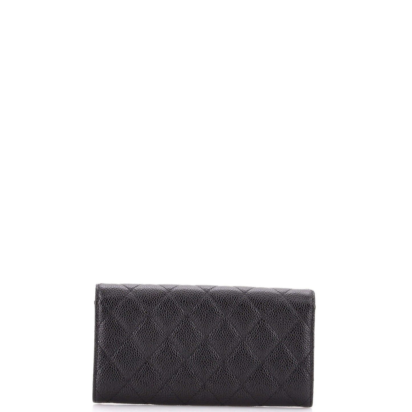 Chanel Cc Gusset Classic Flap Wallet Quilted Caviar Long