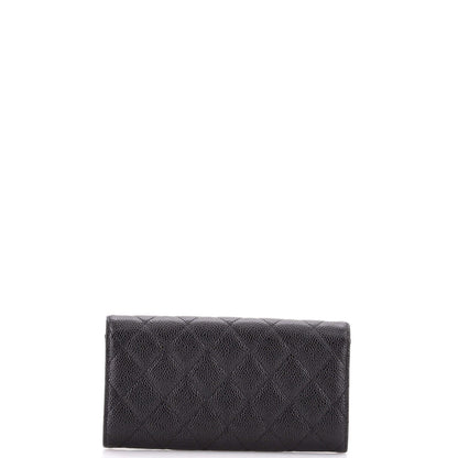 Chanel Cc Gusset Classic Flap Wallet Quilted Caviar Long