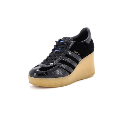 Gucci X Adidas Women'S Gazelle Wedge Sneakers Velvet And Crocodile Embossed