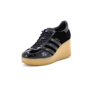 Gucci X Adidas Women'S Gazelle Wedge Sneakers Velvet And Crocodile Embossed