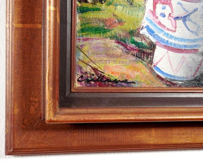 Rodolphe Caillaux "Le Bouquet Dans La Campagne" 1979 Original Oil Painting