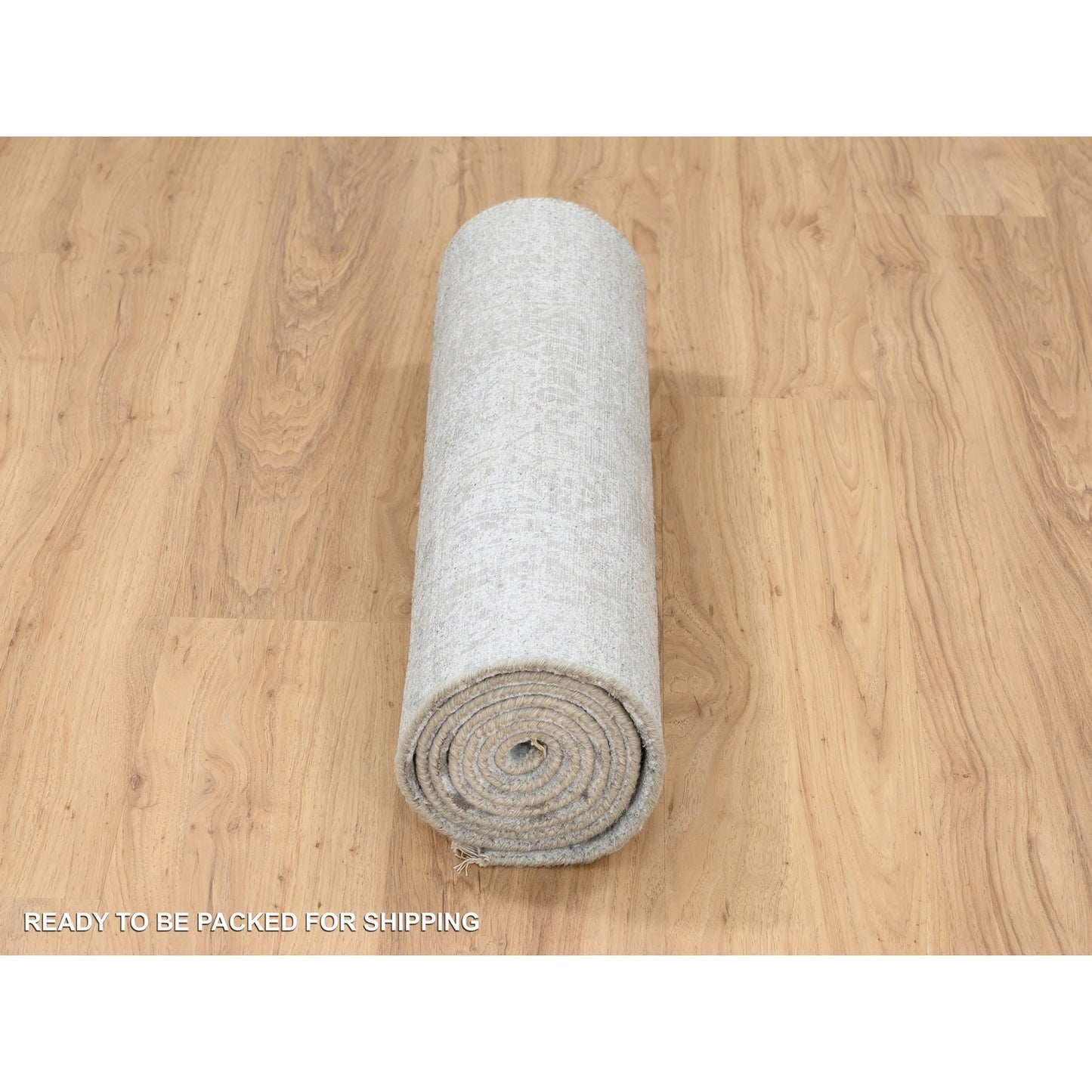 2'7"x7'9" Wool and Pure Silk Hand Knotted Gray Broken Farsian Runner Rug
