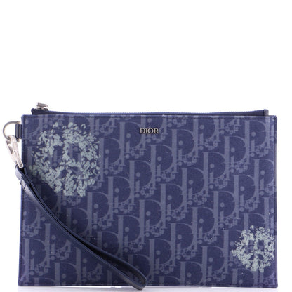 Christian Dior A5 Pouch Printed Oblique Denim