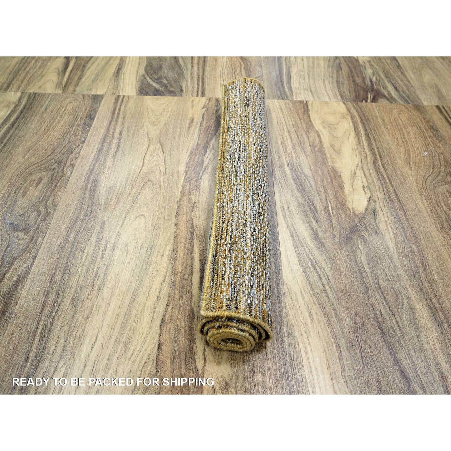 2'8"X6' White & Gold Wool Oxidized Grass Design Hand Knotted Runner Rug