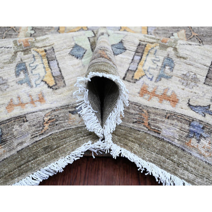 10'X13'8" Cedar Brown Seeripe Heris Revival Ghazni Wool Hand Knotted Rug