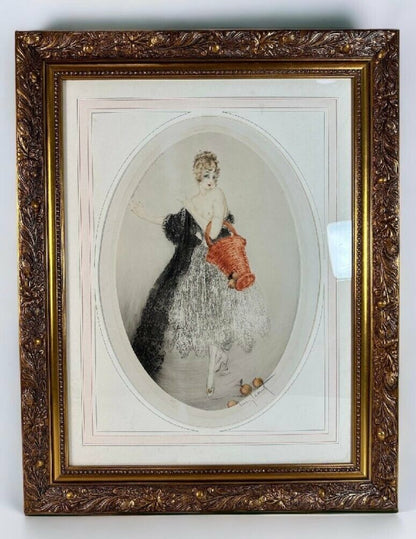 Louis Icart - Spilled Apple - Original Etching Singed Framed
