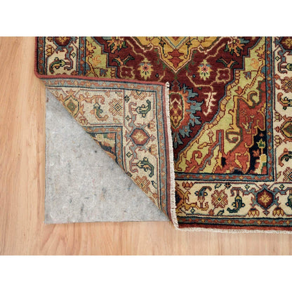 2'7"X12' Red Fine Heris Re-Creation Wool Hand Knotted Runner Rug
