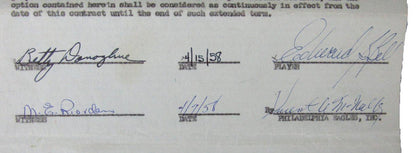 Bert Bell Philadelphia Eagles Signed/Autographed 1958 Contract Jsa 160875