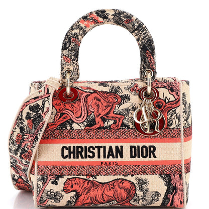 Christian Dior Lady D-Lite Bag Embroidered Raffia Medium