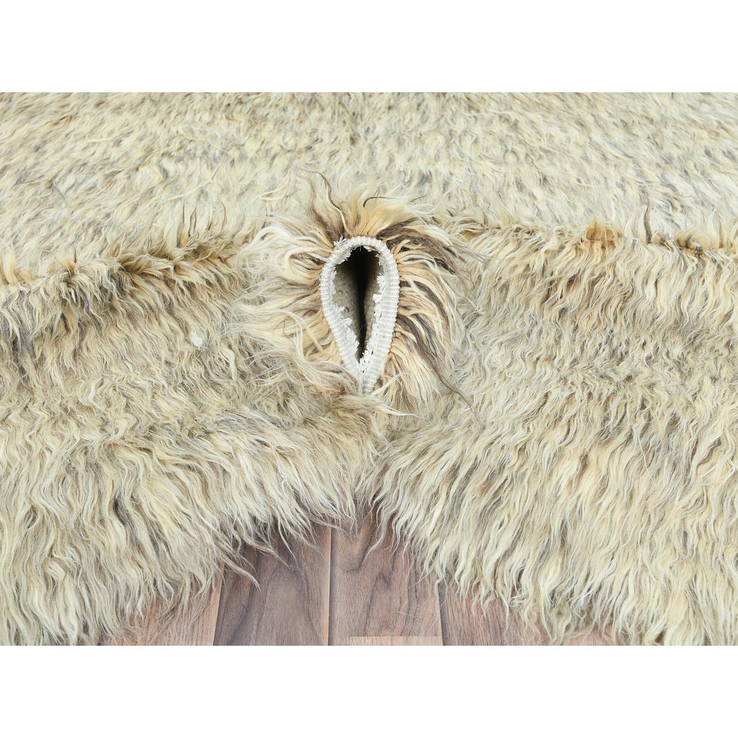 7'7"X9'10" Gray Undyed Natural Wool Hand Knotted Shaggy Moroccan Rug