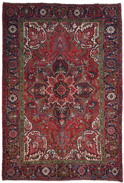 Tribal Handmade Oriental Rug 6'7X9 Ft Red Vintage