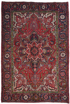 Tribal Handmade Oriental Rug 6'7X9 Ft Red Vintage