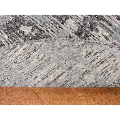 8'X8' Gray Hand Spun Undyed Natural Wool Modern Hand Knotted Round Rug