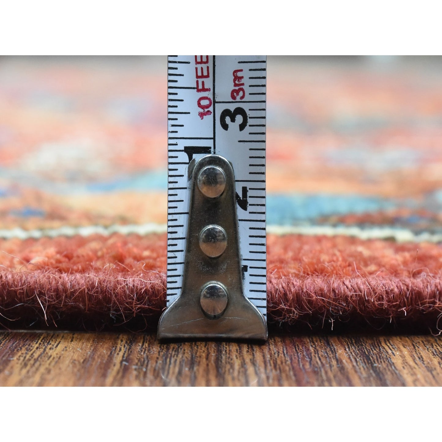 4'1"X11'3" Red Wool Hand Knotted Afghan Ersari Wide Runner Rug