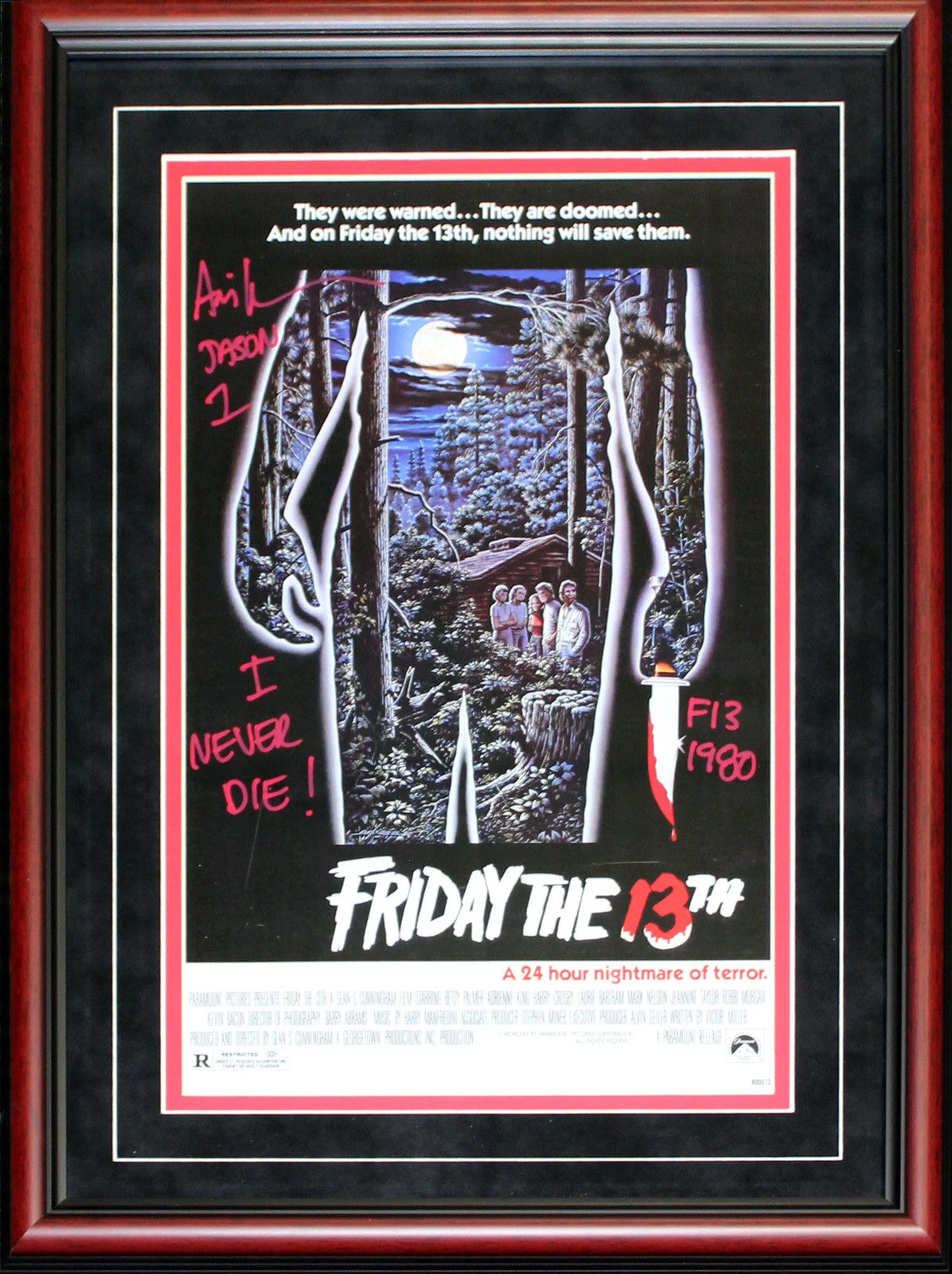 Ari Lehman Autographed Framed Multi Inscribed Friday The 13Th Movie Poster