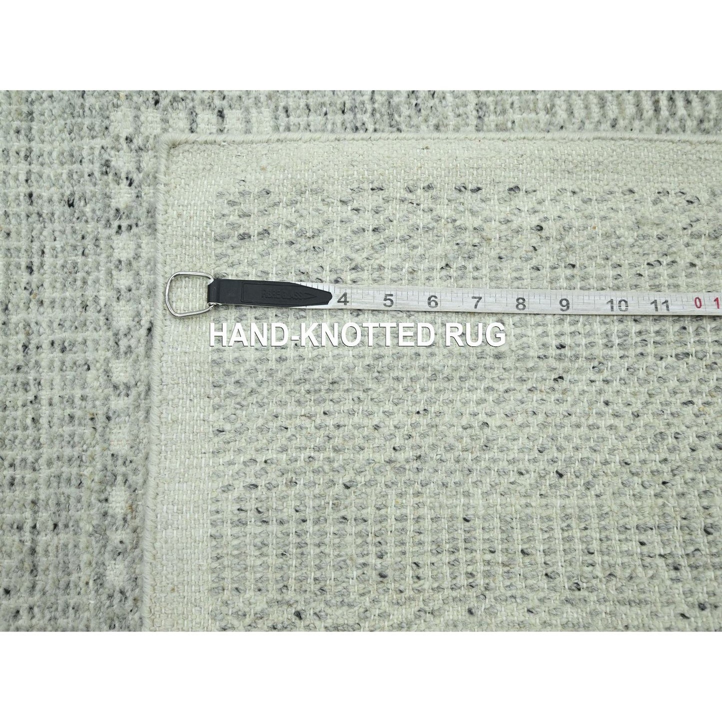 2'6"X8'1" Gray Hand Knotted Rug 100% Wool Oxidized Grass Design Runner