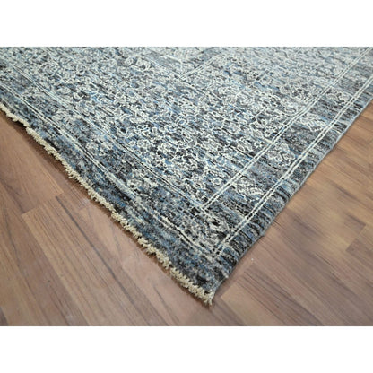 8'X10'2" Gray 14Th Century Influence Mamluk Design Hand Knotted Wool Rug