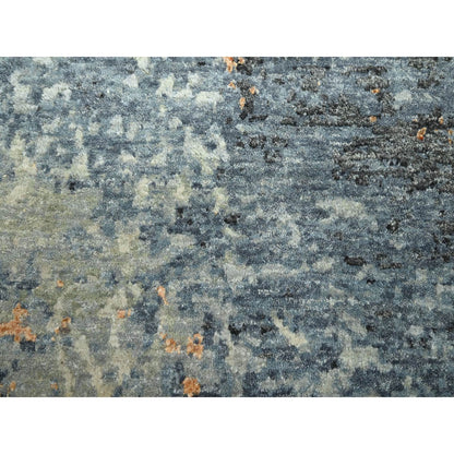 7'10"X10'2" Blue Hand Knotted Abstract Galaxy Design Wool Oriental Rug