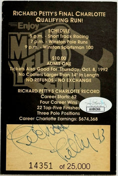 Richard Petty Autographed Charlotte Motor Speedway Card (Jsa)