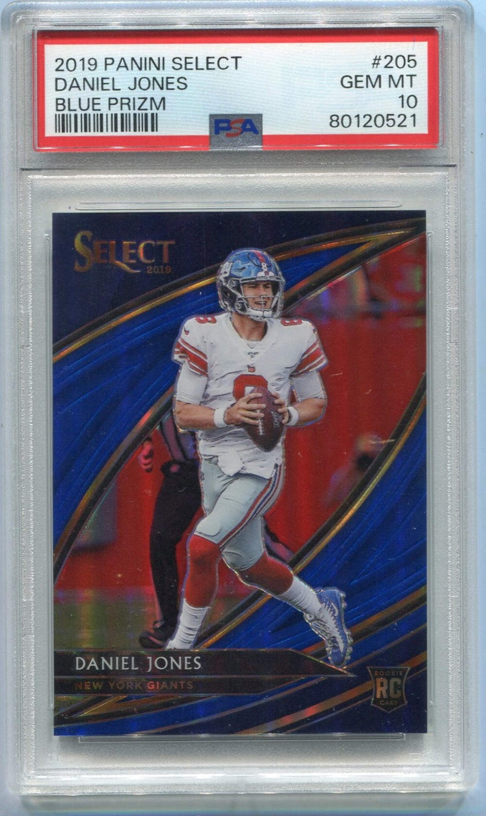 Daniel Jones 2019 Panini Select Field Level Blue Prizm Rc #205 8/75 Psa Graded 1