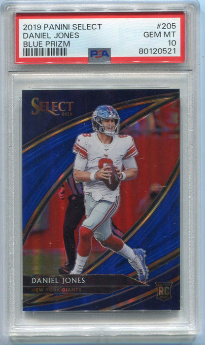 Daniel Jones 2019 Panini Select Field Level Blue Prizm Rc #205 8/75 Psa Graded 1