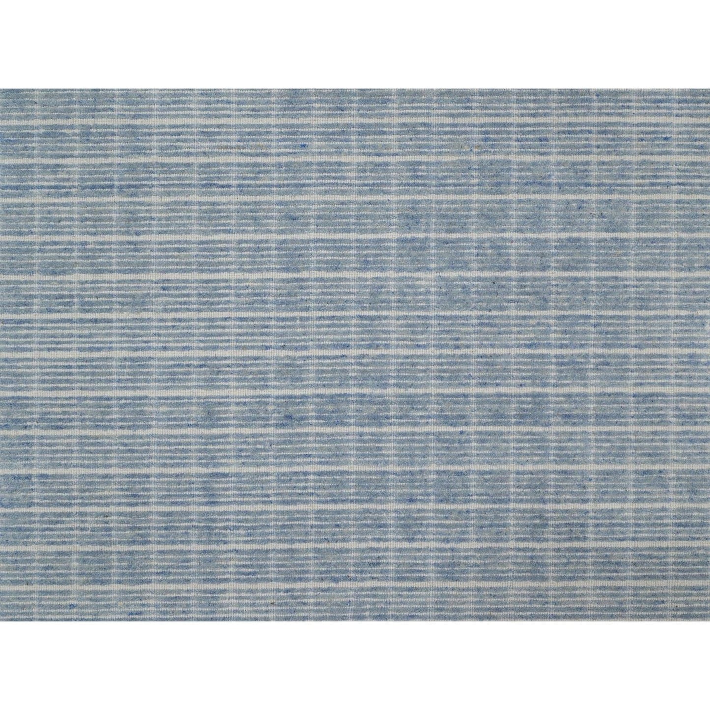 10'X14' Yonder Blue Modern Plain Decor Box Design Loomed Knotted Wool Rug
