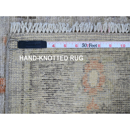 2'10"X5'10" Gray Angora Oushak Leaf Design Wool Hand Knotted Runner Rug