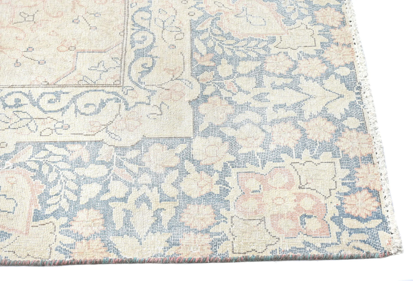9X12 Ft Antique Hand-Knotted Muted Floral