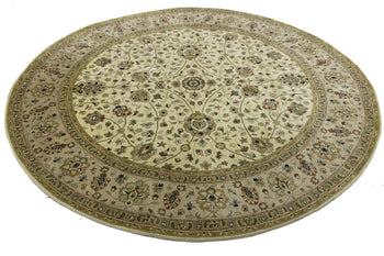 Handmade Round Oriental Rug Classic Floral Design
