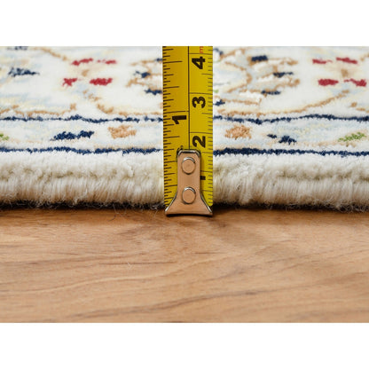 3'1"X3'1" Ivory 250 Kpsi Nain Pure Wool Hand Knotted Square Oriental Rug