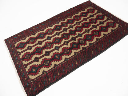 Vintage Hand-Knotted Oriental Rug 4X6 Ft Tribal