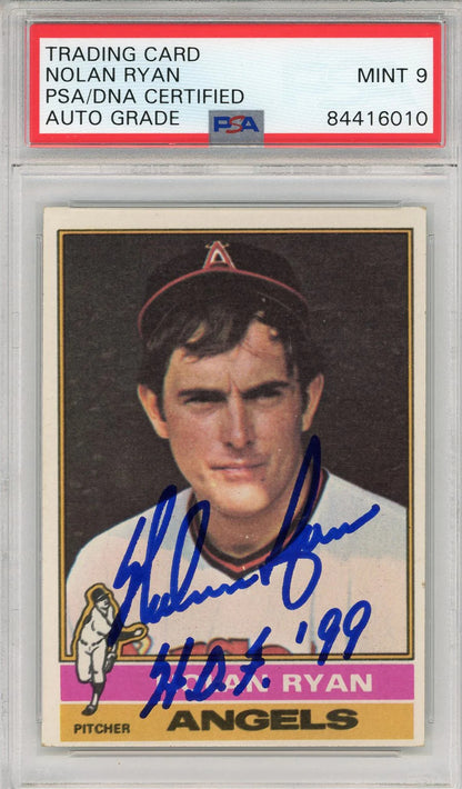 Nolan Ryan "Hof 99" Autographed 1976 Topps Card (Psa Auto Mint 9)