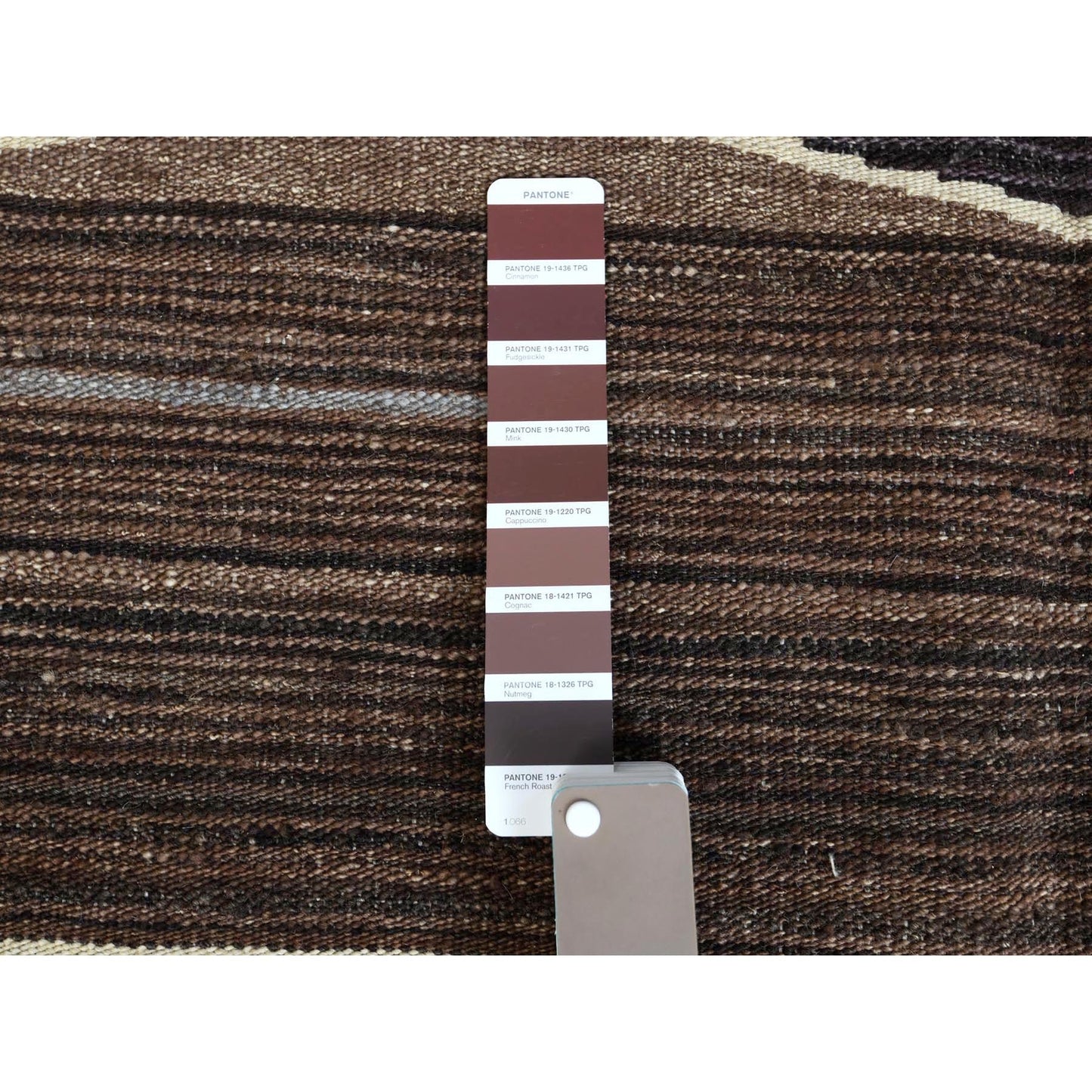 8'3"X10'2" Brown And Blue Mountain Design Flat Weave Kilim Hand Woven Rug