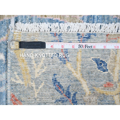 6'1"X12' Blue Peshawar Hand Knotted Birds Paradise Wool Wide Runner Rug