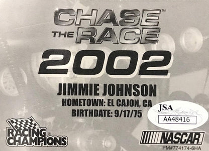 Jimmie Johnson Autographed 2002 Racing Champions Card (Jsa)