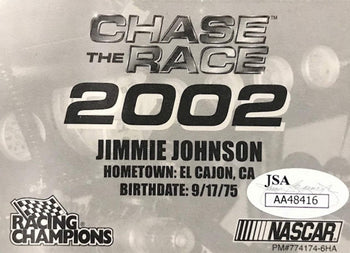 Jimmie Johnson Autographed 2002 Racing Champions Card (Jsa)