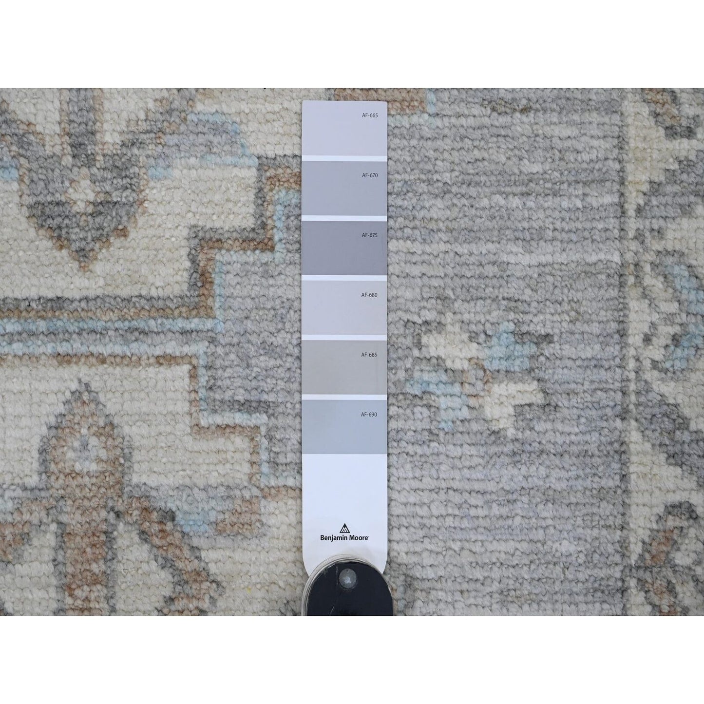 2'8"X10'7" Gray Anatolian Village Inspired Wool Hand Knotted Runner Rug