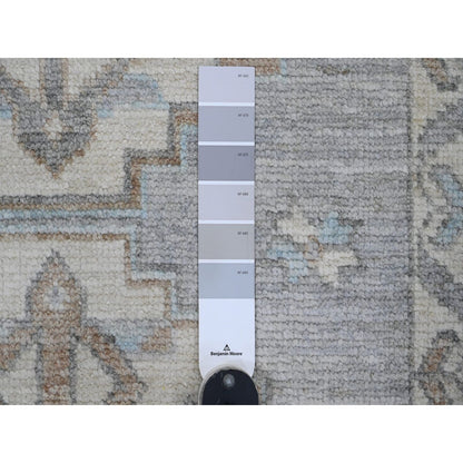 2'8"X10'7" Gray Anatolian Village Inspired Wool Hand Knotted Runner Rug